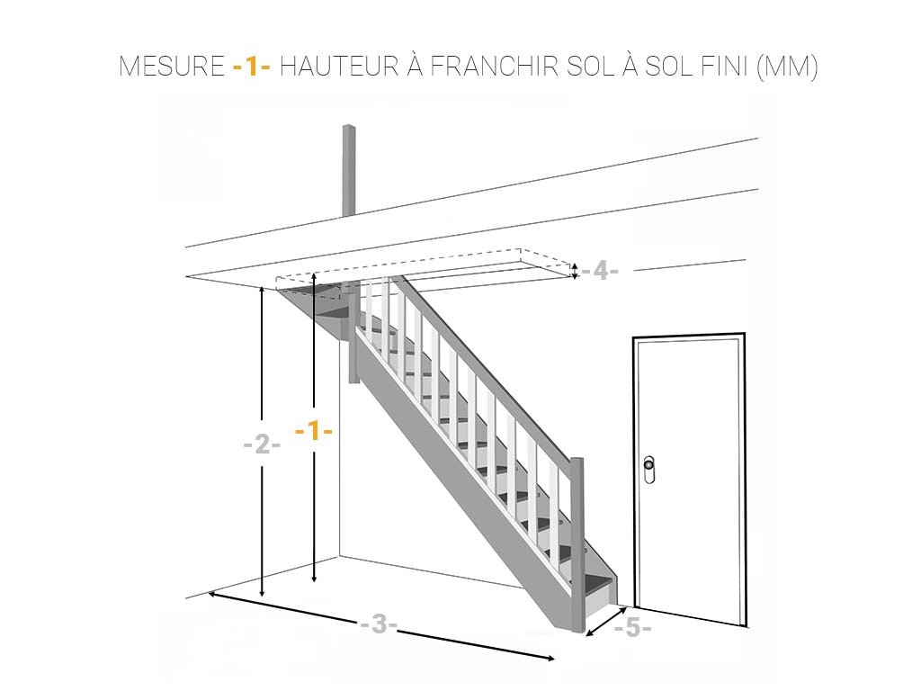 Escalier quart tournant haut  poutre limon central bois 